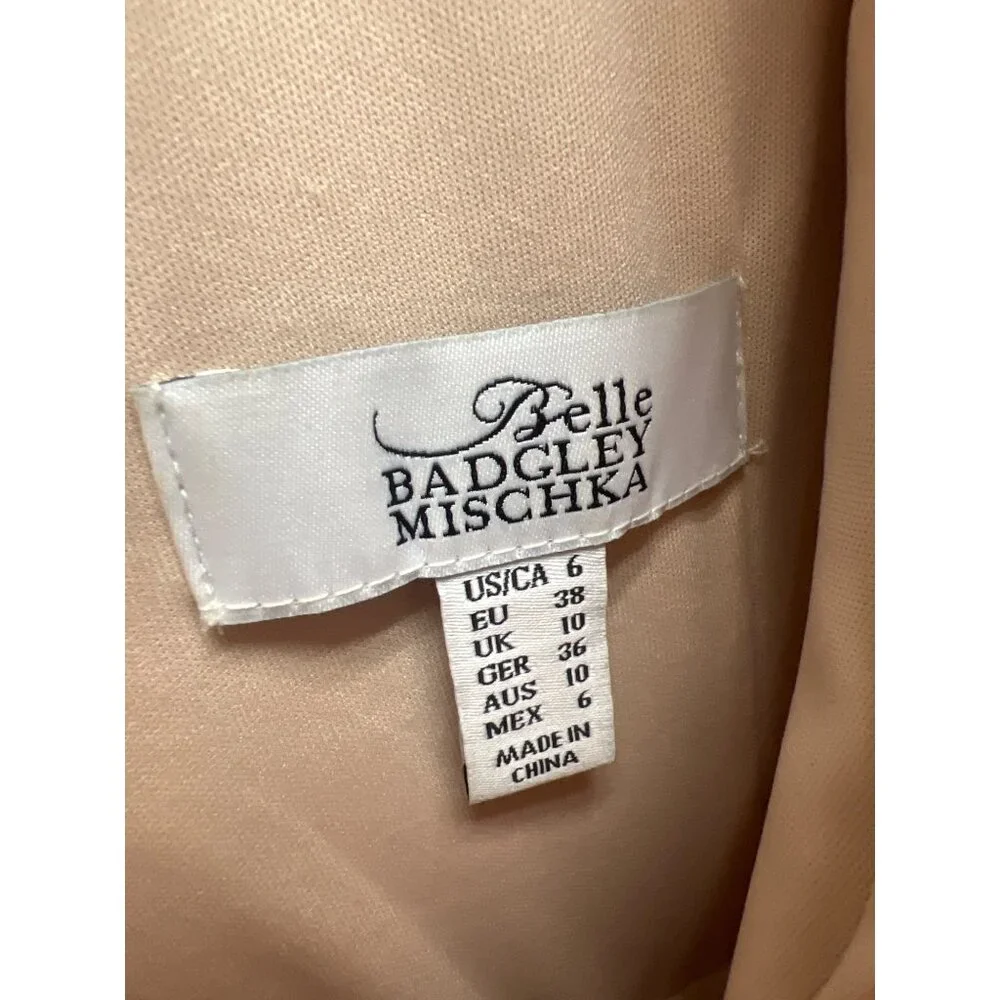 Belle Badgley Mischka Rose Gold Sequin Formal Evening Gown - Picture 6 of 10